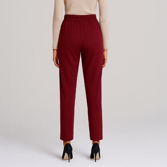 A293-C • High-Rise Knit Ankle Trousers in Deep Burgundy - Picture 2 of 6